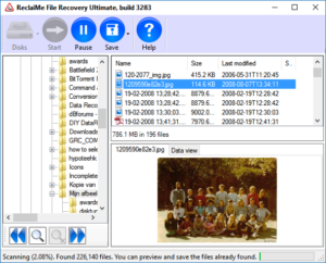 Browse and preview files during the deleted partition scan