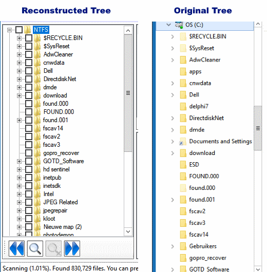 good file recovery software displays a directory tree close to how you expect it
