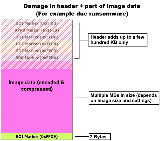 JPEG with damaged header and partially damaged JPEG image data