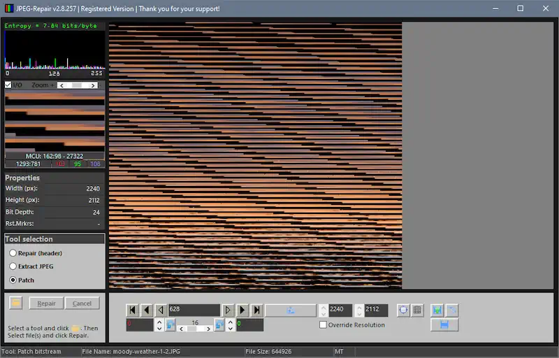jpeg-repair-toolkit main UI
